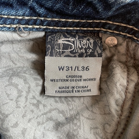 SILVER SUKI FLAP Jeans Vintage Medium Blue Bejeweled Embroidered Tag Size 31 - Picture 16 of 16